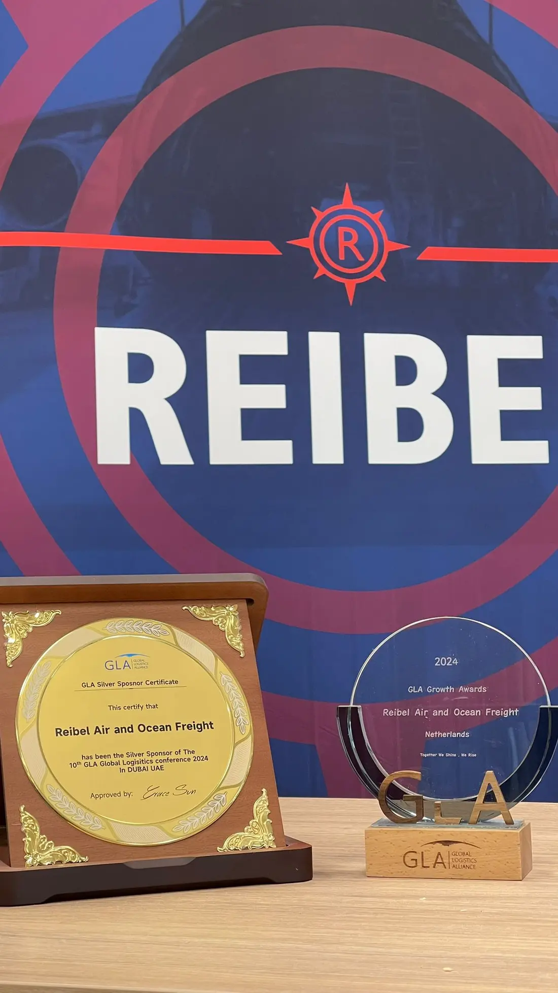 GLA Growth Award 2024 and GLA Silver Sponsor certificate for Reibel Air and Ocean Freight